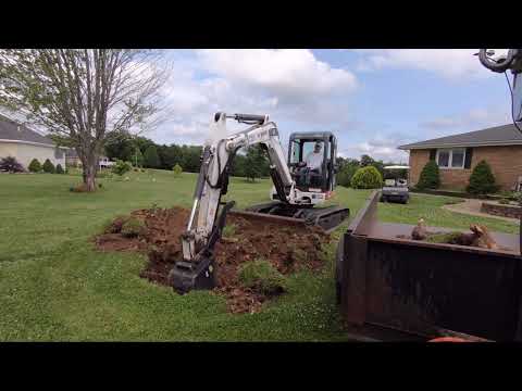 Bobcat 337G Mini Excavator Removing Tree Stump