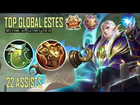 TOP GLOBAL ESTES THIS IS THE BEST BUILD ~ MYTHICAL GLORY TIER | ESTES MVP - SUPPORT GAMEPLAY