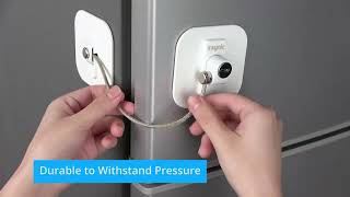 eSynic 4Pcs Refrigerator Door Lock Fridge Door Lock with Key Cable - White
