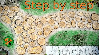 Simple WOODEN Garden WALKWAY _ How to make garden path from tree cuts