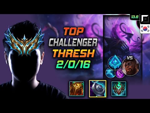 Challenger Top Thresh Build Evenshroud Glacial Augment - Thresh Top vs K'Sante - LOL KR 13.6