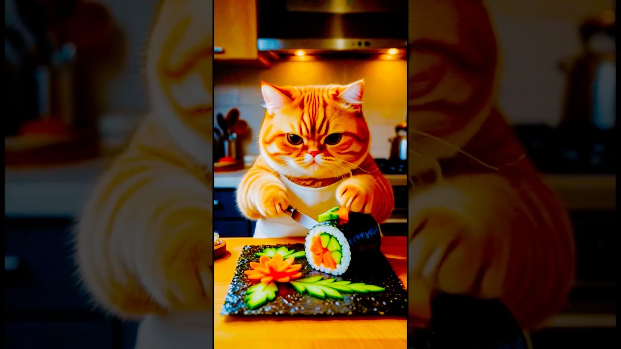 Enjoy seaweed rolls💕 #foryou #cat #shots #mother love ￼