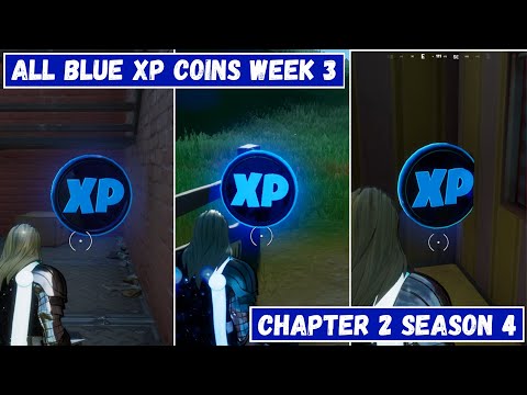 All 3 Blue XP Coins Locations Week 3! - Deja Blue Punch Card Fortnite Chapter 2 Season 4