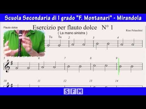 Flauto dolce: Esercizio n°1 - Video Spartito (by AM&RP)