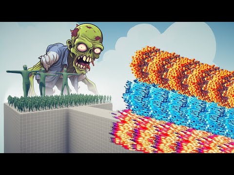 Every GOD defend bridge vs 100x zombie + 3x giant | Totally Accurate Battle Simulator TABS