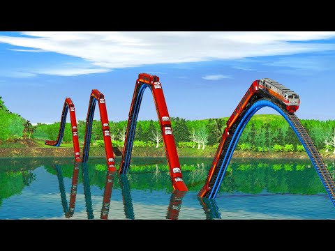 Trains vs Risky Roller Coaster Railroad Track Above the Sea | Trainz Simulator 2019