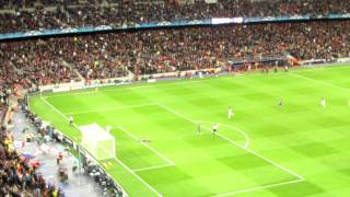 Download lagu Torres Winning goal 24th April Chelsea v Barcelona - film with the  Barcalona fans mp3