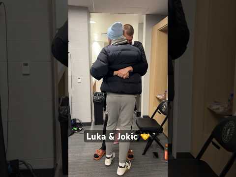 Luka & Jokic share a moment ahead of #NBAAllStarPractice presented by ​⁠