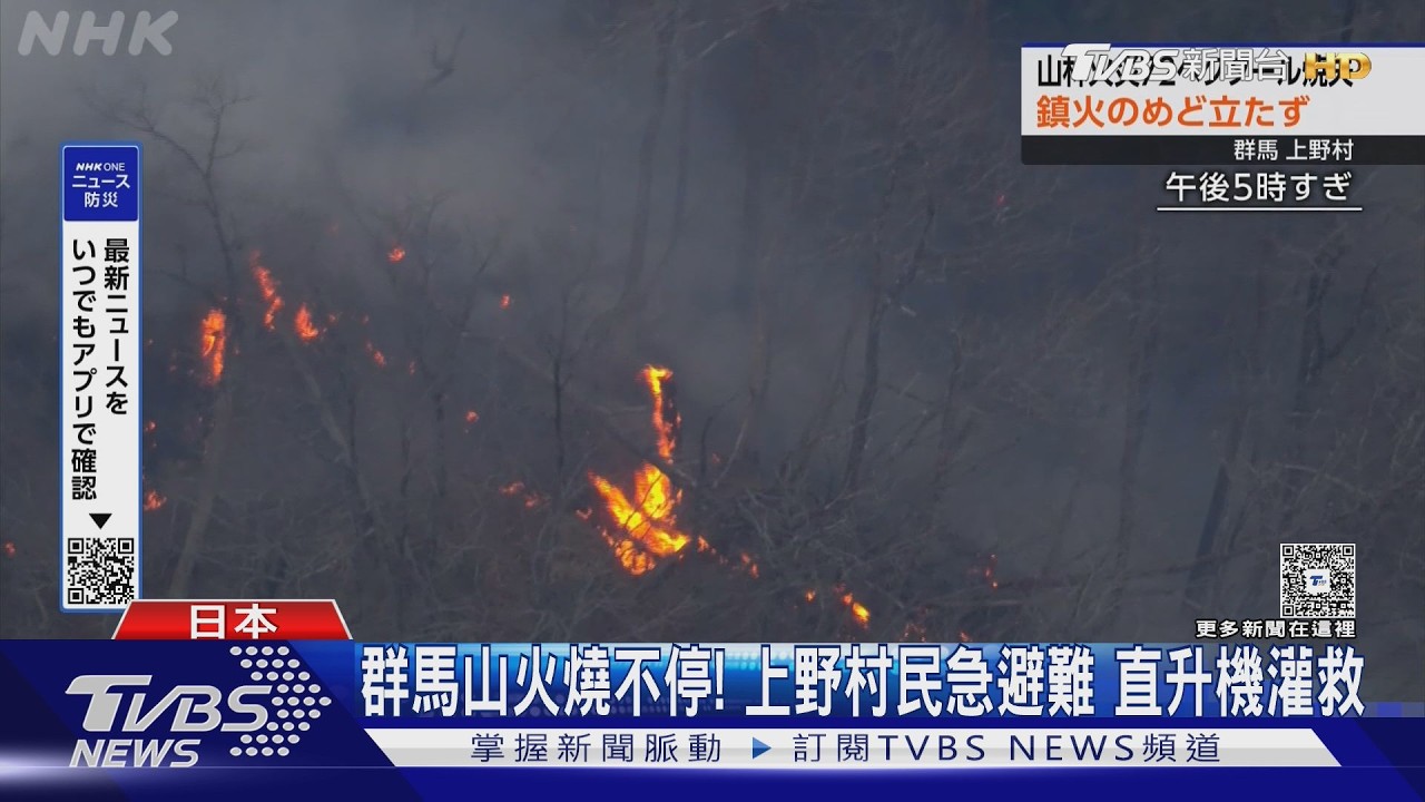 影音／日本群馬山火燒逾30小時！烈焰距民宅200m　靜岡山崩79人受困