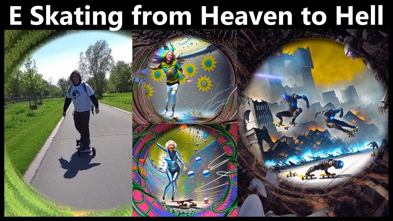 E Skating from Heaven into to an AI - generated Hell (Please surf this in VR)