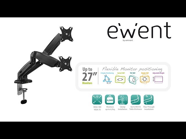 Video teaser voor Ewent Monitor stands with gas spring and VESA