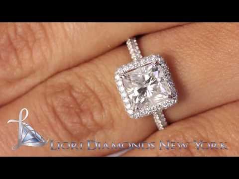 ER-0886 - 3.17 Carat E-SI3 Cushion Cut Diamond Engagement Ring 18k Gold Vintage Style