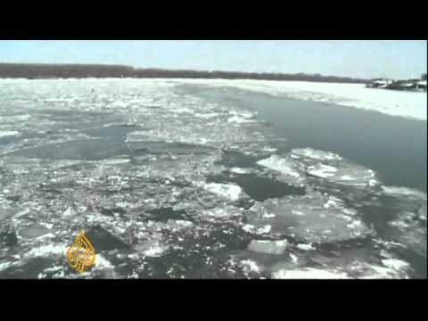Frozen Danube closed to shipping