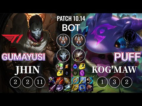 T1 Gumayusi Jhin vs IG Puff Kog'Maw Bot - KR Patch 10.14