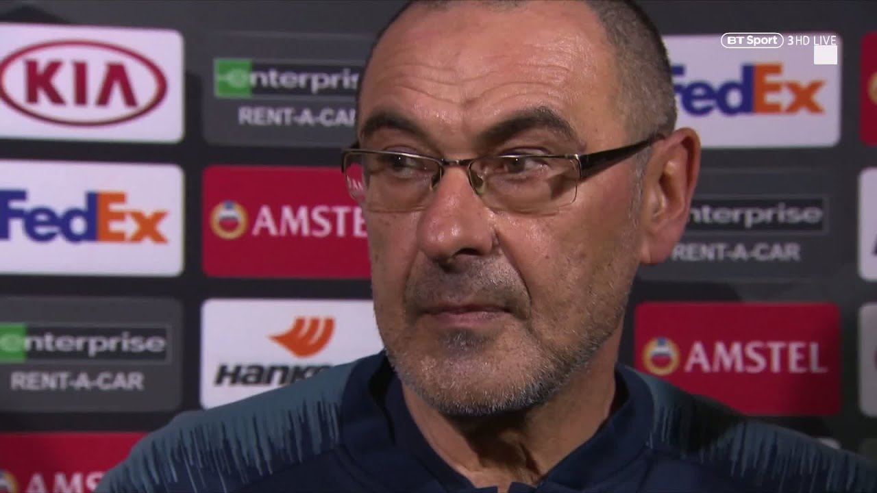 Maurizio Sarri: We deserved to win | Post-match reaction after Frankfurt 1-1 Chelsea - YouTube