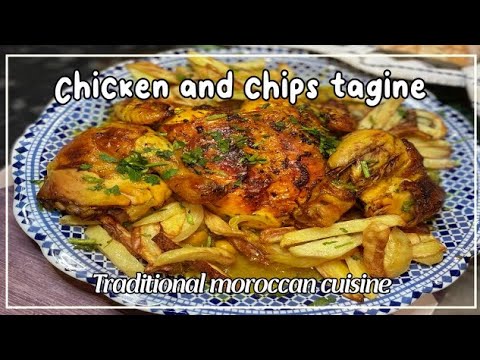 How to make easy & simple Moroccan chicken Tagine with olives, onions preserved lemons & chips/fries