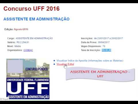 Concurso e Edital Assistente em Administração UFF 2017
