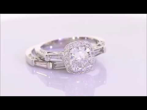 2.51 ctw Diamond Engagement Ring and Wedding Ring Set - Cushion Cut | BigDiamondsUSA