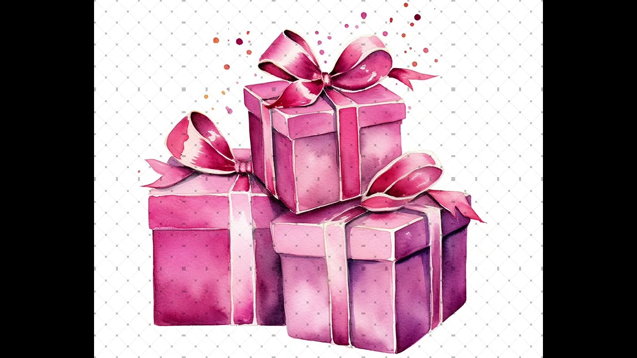 12 Pink Christmas Gift Boxes PNG
