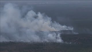 Wildfire burning in Wharton State Forest between Camden and Burlington counties in New Jersey