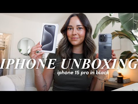 IPHONE 15 PRO UNBOXING + SETUP *black titanium* | upgrading from the iphone13 pro & comparison