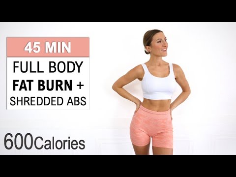 45 Min Full Body Fat Burn + Shredded Abs | Burn 600 Calories | Intense HIIT, No Repeat, Super Sweaty