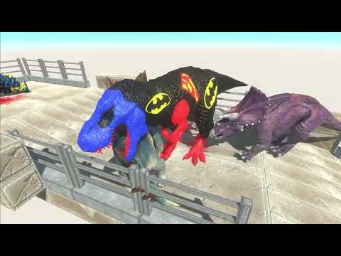 BAT SUPERMAN T REX DEATH FALL - Animal Revolt Battle Simulator