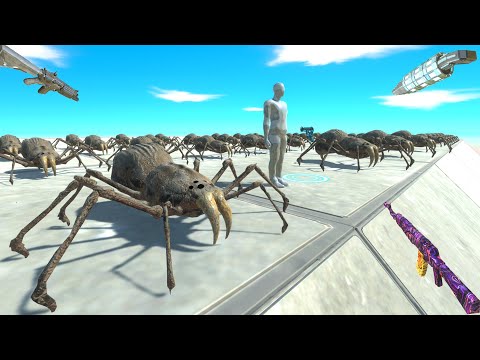 CARNIVORE DINOSAURS vs 50 SABER TOOTHED SPIDER + FPS AVATAR  -Animal Revolt Battle Simulator