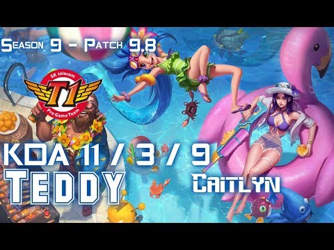 SKT T1 Teddy CAITLYN vs LUCIAN ADC - Patch 9.8 KR Ranked