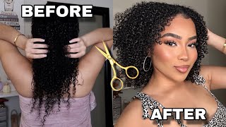 DIY CURLY HAIRCUT AT HOME | HOW TO SHAPE & LAYER CURLY HAIR FOR VOLUME & LENGTH
