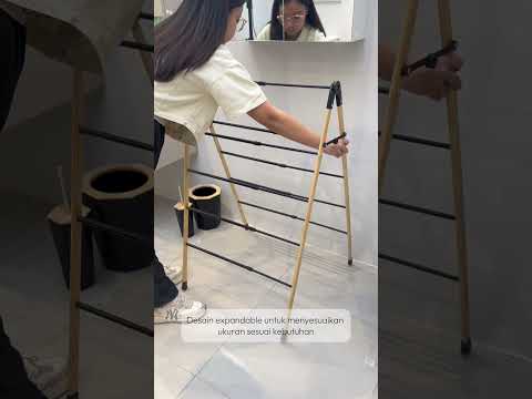 Gambar Informa Weldon Jemuran Baju Bamboo 44-70x64x100 cm - Cokelat