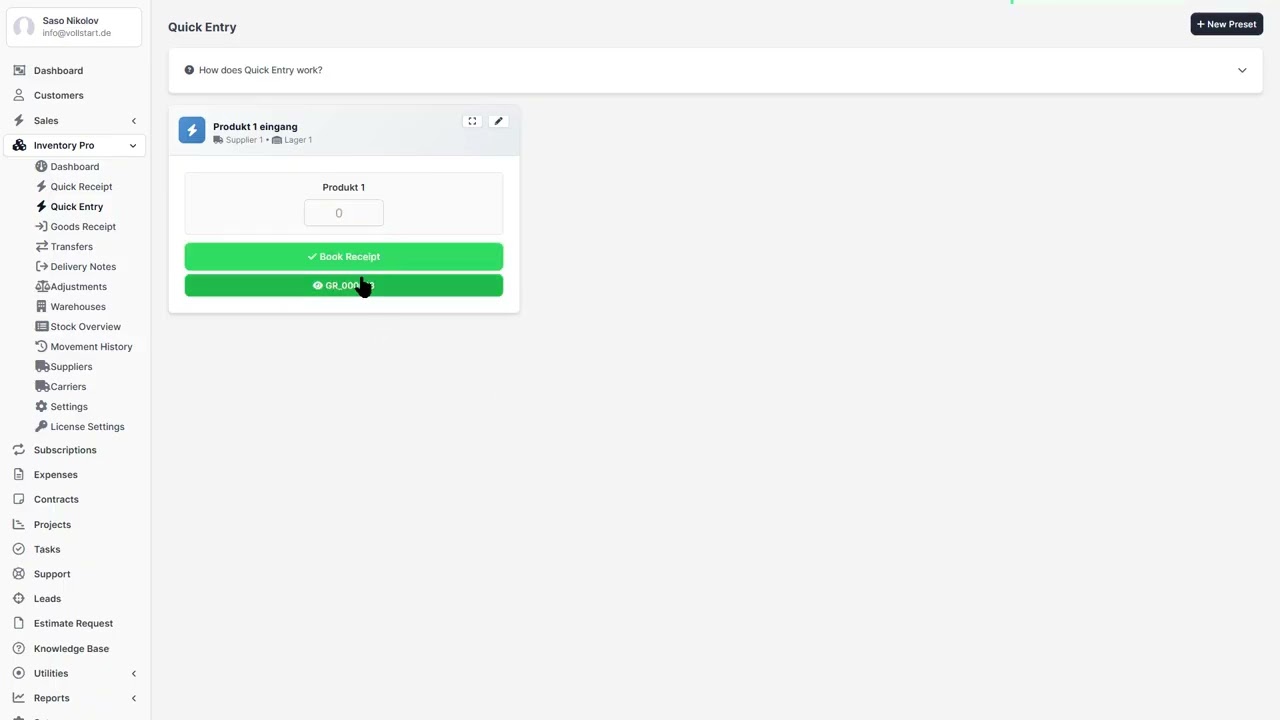 Quick entry - Inventory Pro - Multi-Warehouse Inventory Management for Perfex CRM