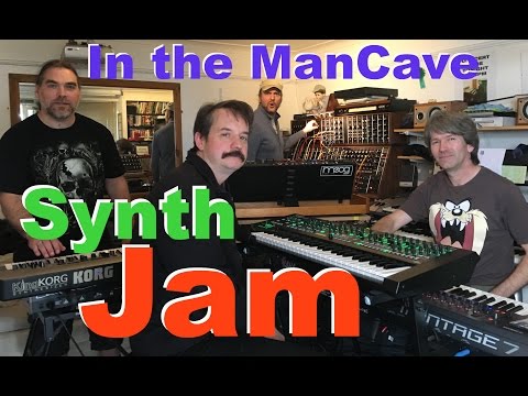 Jamming on the Synthesisers in the mancave in Brighton