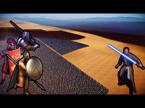 15 MILLION SPARTANS, HEAVY KNIGHTS, ROMAN SOLDIERS vs 150,000 JEDI KNIGHTS | UEBS 2