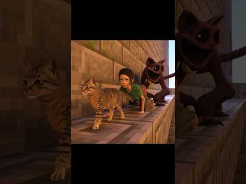 The cat fell into the abyss! CatNap and Scarlet are shocked! #catnap #minecraft