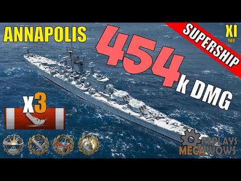 DAMAGE RECORD! Annapolis 3 Kills & 454k Damage | World of Warships Gameplay