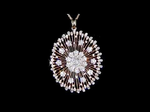 Lady's 18k Rose Gold 4.67ct (TDW) Cluster Diamond Sunburst Design Pendant