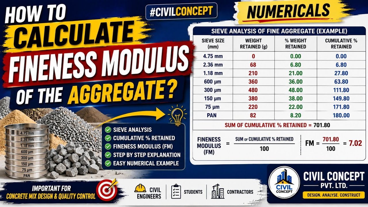How to calculate the fineness modules of the Aggregate | Numericals