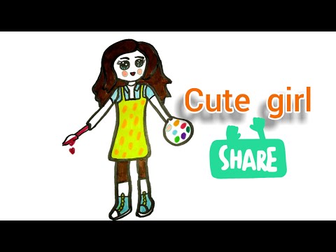 كيف ترسم بنت كيوت و سهلة بملابس الرسم|رسم سهل|تعلم الرسم للمبتدئين بطريقة سهلة