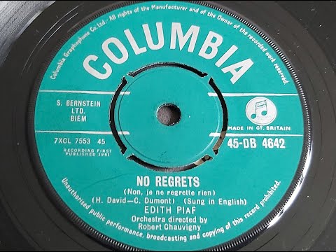 Edith Piaf 'No Regrets'  1961 45 rpm