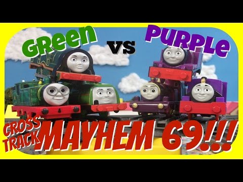 Cross Track Mayhem 69! Team Green vs Team Purple! Thomas and Friends TrackMaster Competition!