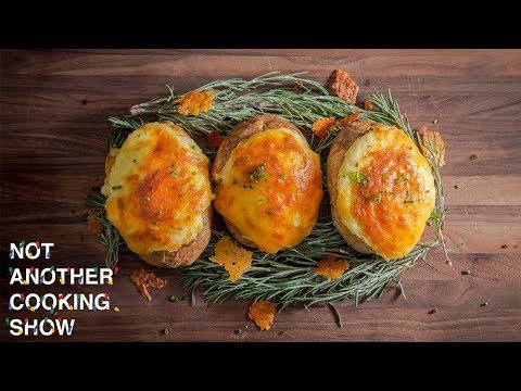 how to make CHEDDAR CHIVE TWICE BAKED POTATOES