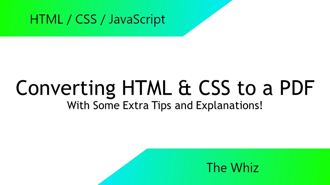 Converting HTML & CSS to PDF