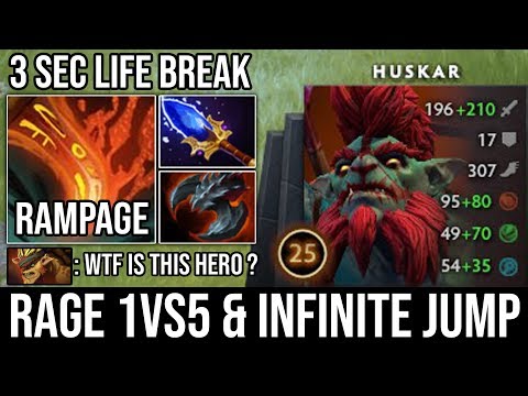 Amazing 3 Sec Life Break Aghanim's Scepter Huskar - WTF 1Vs5 Rampage Super Rage Carry 23Kills DotA 2
