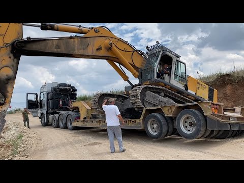 Transporting The Liebherr 964 Excavator By Side - Fasoulas Heavy Transports