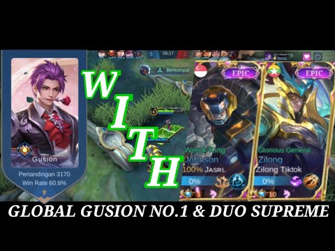 GMAEPLAY TOP GLOBAL NO.1 GUSION WITH DUO SUPREME [ BUILD TOP 1 GLOBAL GUSION] MLBB