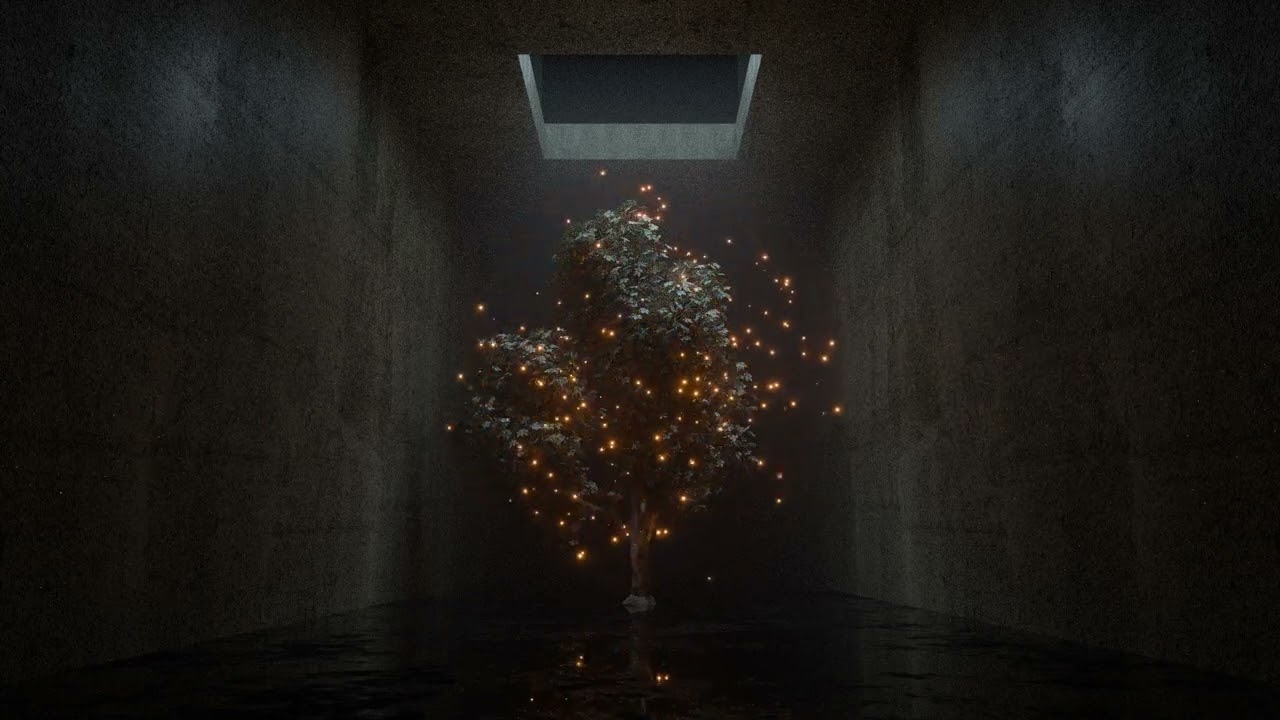 Cinematic Mystical Tree with Glowing Fireflies 3D Model