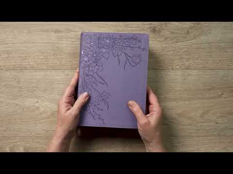 NLT Giant Print Bible, Filament Enabled | LeatherLike, Lavender Floral, Red Letter