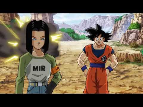 Goku and Android 17 first time, Goku vs Android 17, trains with Majin Buu, English Dub