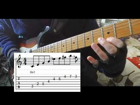 Superimposition 7 for 2-5-1 in C Major (Cmaj7+Fm7b5) Lick (with tabs) - DP's Guitar Encyclopedia